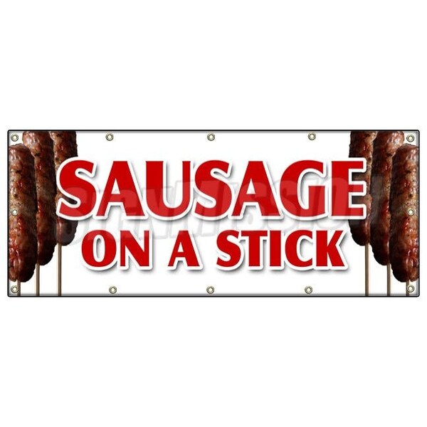 SAUSAGE ON A STICK BANNER SIGN italian pork homemade snack lunch food